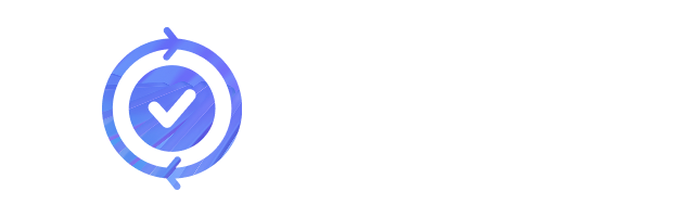 Circular arrows with checkmark icon representing loan management software